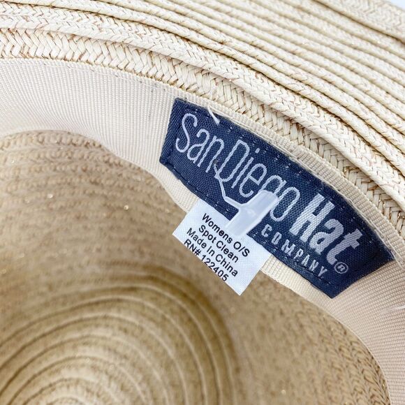 San Diego Hat Co Fedora Sun Hat Braided Jewel Beaded End String Woven Shimmer Ac - Picture 9 of 12